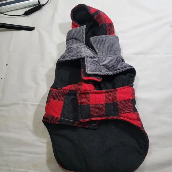 Cozy Plaid Red and Black Dog Jacket - Picture 2 of 8